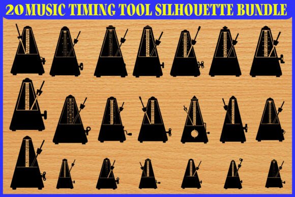 20 Music Timing Tool Silhouette Vector for Graphics and Illustrations