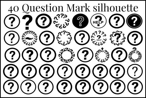40 Question Mark Silhouette Set: Modern Graphics for Editorial Publishing
