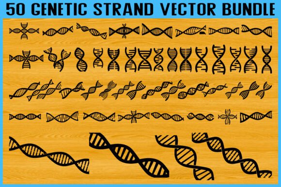 50 Genetic Strand DNA Vector Bundle for Graphics and Crafts