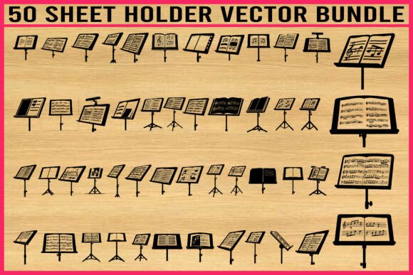 50 Sheet Holder Music Stand Vector Graphics for Crafts