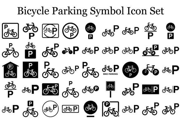 Bicycle Parking Symbol Icon Set Graphics for Crafters