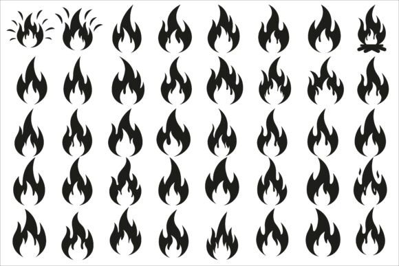 Bold Black Fire Flame Icon Vector Art for Graphics and Illustrations