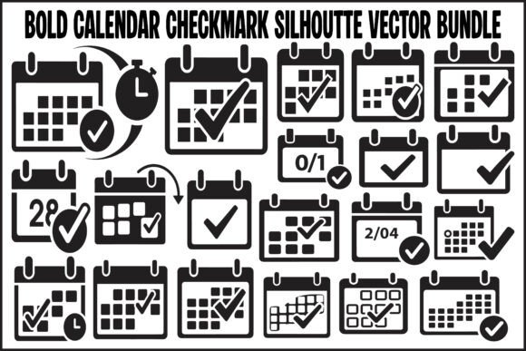 Bold Calendar Checkmark Silhouette: Essential Graphics for Modern Illustrations