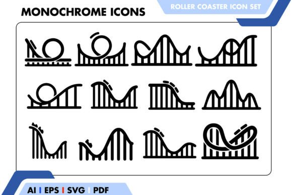 Bold Roller Coaster Icon Set: Graphics and Icons for Dynamic Branding