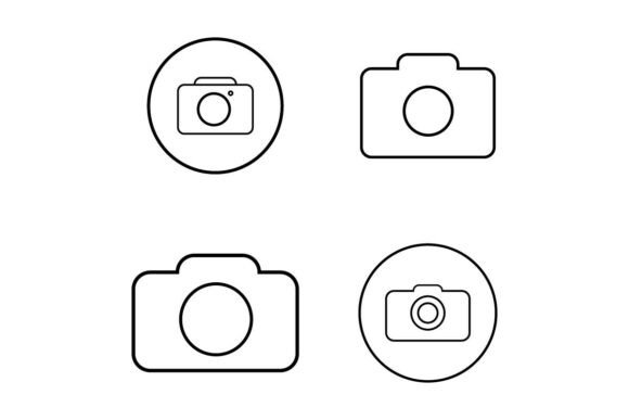 Camera Outline Vector Icon Set: Graphics for Modern Illustrations