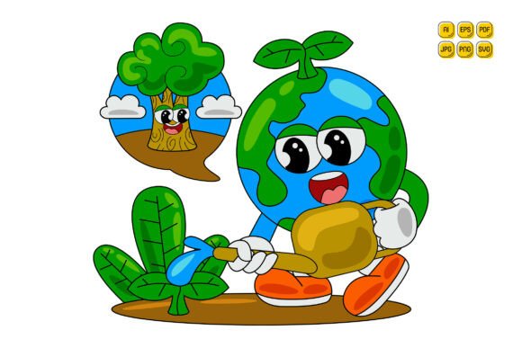 Cartoon Earth Character Vector Art 03: Graphics for Real Crafting