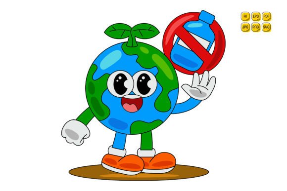 Cartoon Earth Character Vector Art 07: Graphics for Real Crafts
