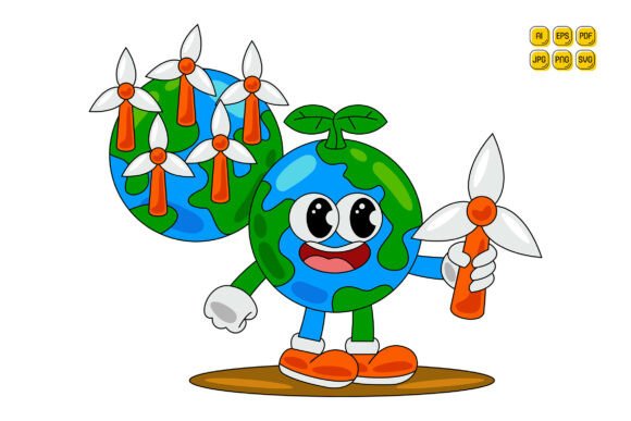 Cartoon Earth Character Vector Art 13: Fresh Graphics & Illustrations for Crafters