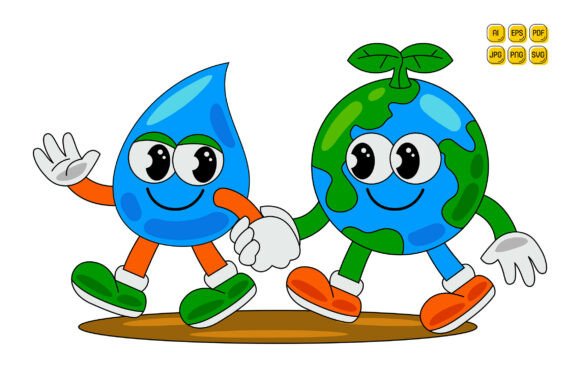 Cartoon Earth Character Vector Art 17 for Graphics and Illustrations