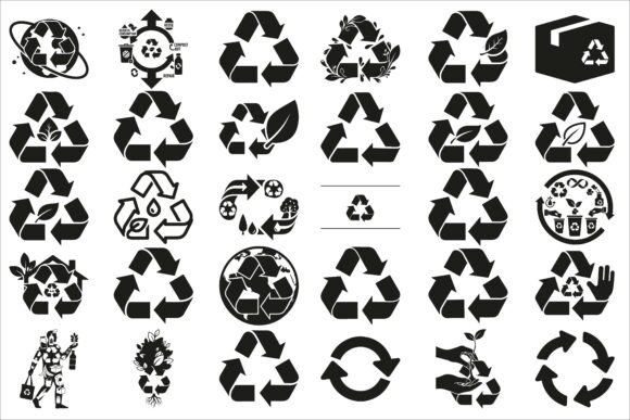 Clean Minimalist Recycle Silhouettes Graphics for Modern Illustrations