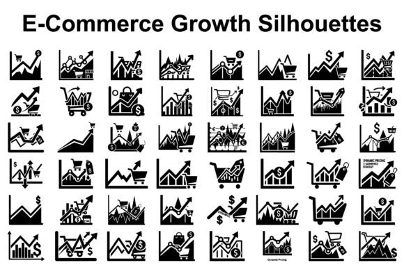 E-Commerce Growth Silhouettes Graphics for Modern Illustrations