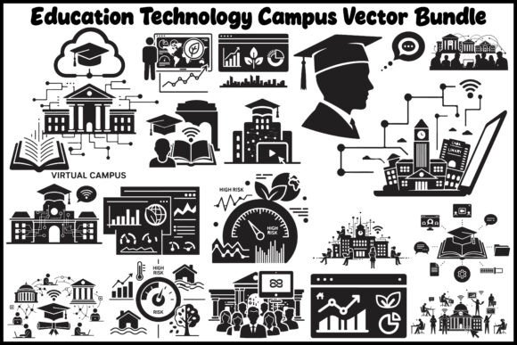 Education Technology Campus Silhouette: Graphics & Illustrations Review