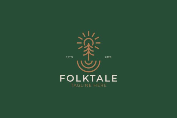 Forest Ground Pine Tree Logo Badge for Graphics and Logos