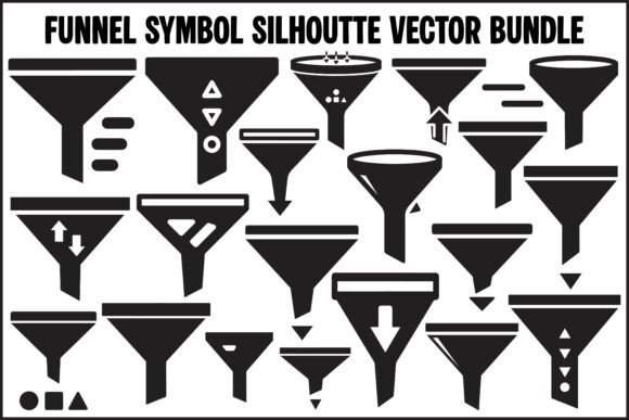 Funnel Symbol Silhouette Vector Bundle for Graphics and Illustrations