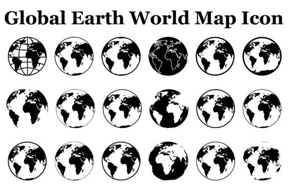 Global Earth World Map Icon Bundle for Graphics and Icons