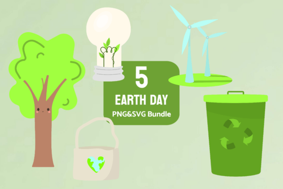 Green Energy Earth Day Graphics for Crafts and Commercial Use