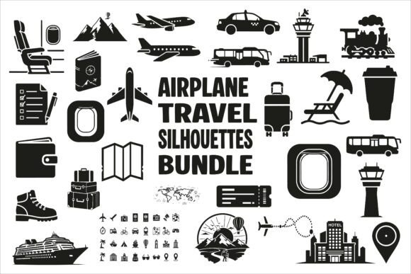 High-quality Airplane Travel Silhouettes for Graphics and Crafts
