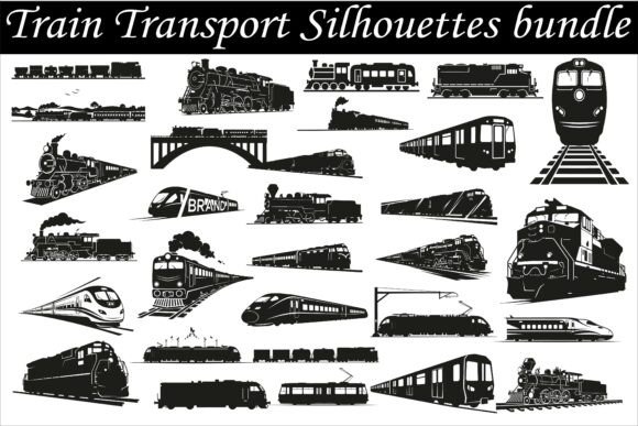High-quality Train Transport Silhouettes: A Designer's Review for Crafts & Graphics