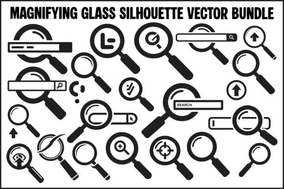 Magnifying Glass Silhouette Icon Vector for Graphics and Illustrations