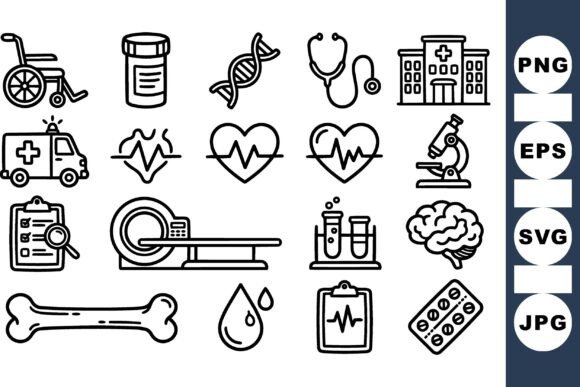 Medical Health Icons Set for Graphics and Crafts