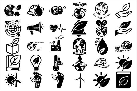 Modern Climate Awareness Icons Graphics & Illustrations Review