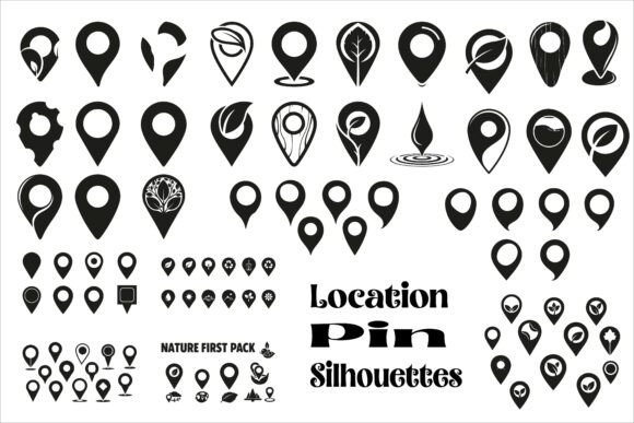 Modern Location Pin Silhouettes2 for Graphics and Crafts
