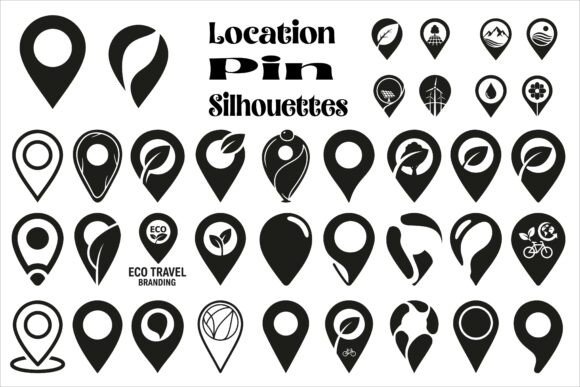 Modern Location Pin Silhouettes3: Essential Graphics for Crafts