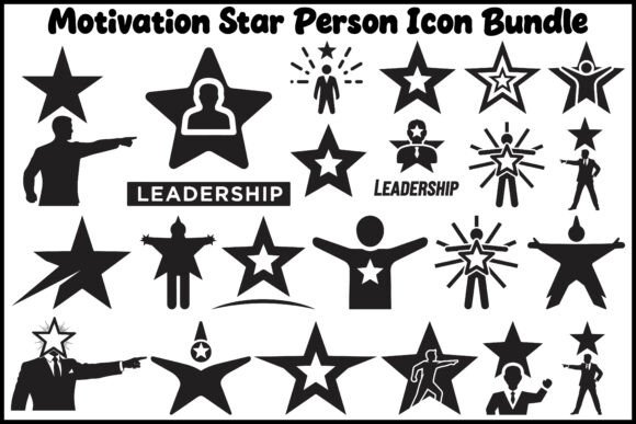 Motivation Star Person Icon Vector Graphics and Illustrations