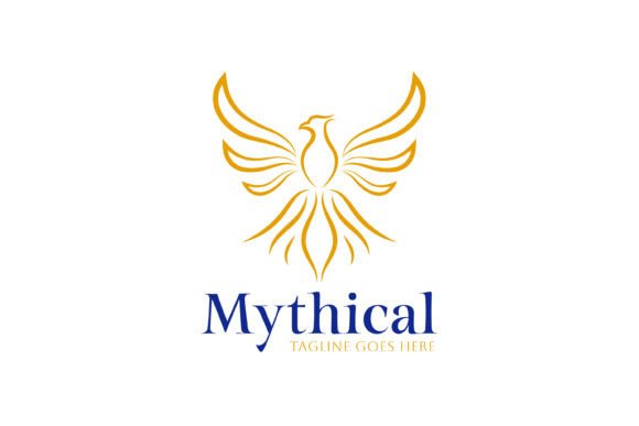 Mythical Phoenix Golden Logo Design for Graphics and Logo Templates