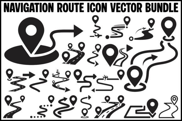 Navigation Route Icon Vector Bundle Review