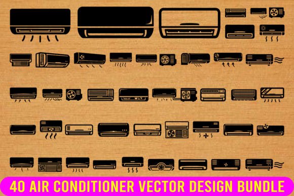 New Air Conditioner Vector Design Set for Graphics & Crafts
