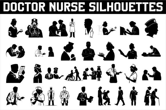 Professional Doctor and Nurse Silhouette Graphics & Illustrations Review