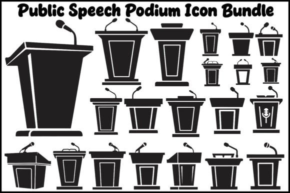 Public Speech Podium Icon Vector Bundle: Essential Graphics for Icons