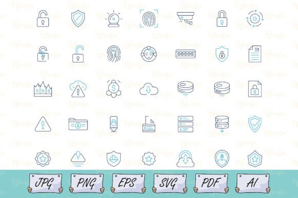 Security and Privacy Line Icons for Graphics and Icons