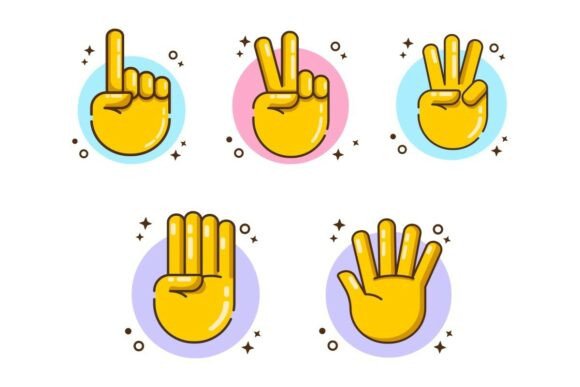 Set of Cartoon Hand Counting Icon Graphics for Creative Projects