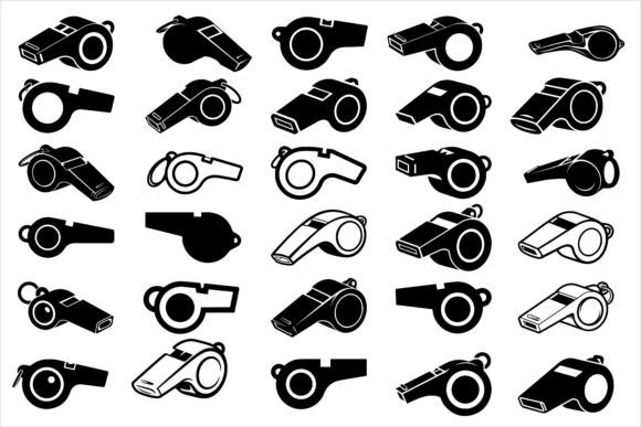 Simple Bold Referee Whistle Silhouette2 Graphics in Crafts