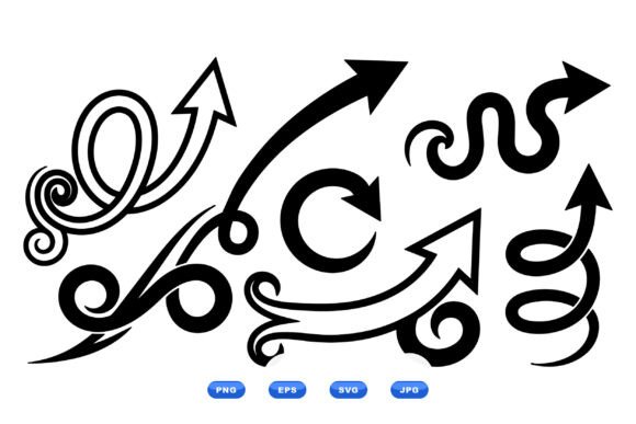Swirl Arrow Clipart Collection: A Dynamic Graphics Asset for Crafts